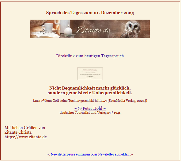 Zitante: Spruch des Tages 1.12.2025